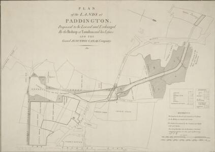 PLAN of the LANDS at PADDINGTON Proposed to be Leased and Exchanged by the Bishop of London and his Lessees AND THE Grand JUNCTION CANAL Company.
