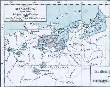 Das allmälige Wachsthum des preussischen Staates. No. 41 Brandenburg beim Tode des grossen Kurfürsten, 1688
