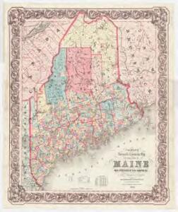 Colton's railroad & township map of the state of Maine, with portions of New Hampshire, New Brunswick & Canada