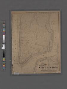 Map of the lower section of the city of New York : showing high and low water lines.