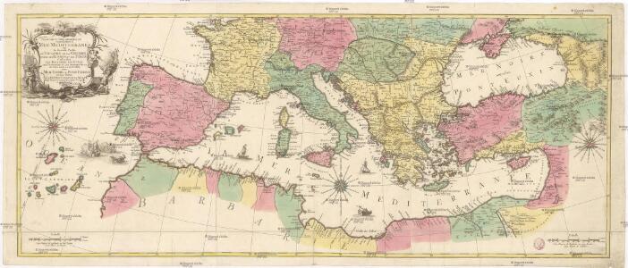 Carte geographique representant la Mer Mediterranée ou la seconde partie du théatre de la guerre entre les Russes et les Turcs