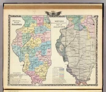 Political map of Illinois. Worthens geological and climate map of Illinois.