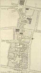 Plan showing an intended new road between Moor Gate and Mansion House