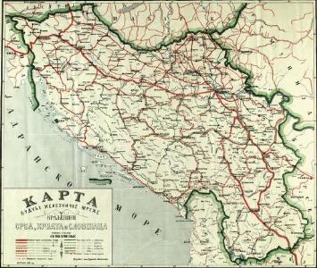 Der Plan des jugoslawischen Eisenbahnnetzes von Vasković (1924)