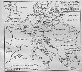 Mittel- u. Westeuropa zur Zeit der größten Gebietsausdehnung des Napoleonischen Reichs