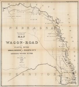 Map of the Wagon-Road from Platte River via Omaha Reserve and Dakota City to Running Water River.