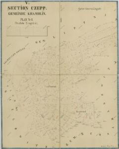 Mapa činžovních pozemků V. sekce třeboňského velkostatku pro obce Cep, Hrdlořezy, Kramolín, Šalmanovice 1