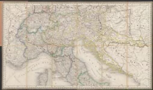 [Post und Reisekarte von Italien und den nördlich angrenzenden Alpenländern]