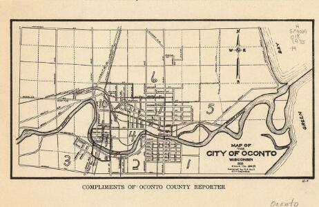 Map of the city of Oconto, Wisconsin / compiled by H.A. Hall, City Engineer ; compliments of Oconto County Reporter.