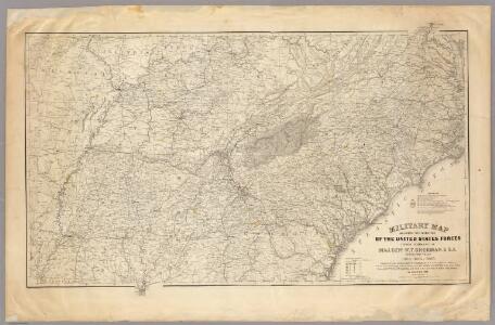 Military map showing the marches of the United States Forces 1863-1865.