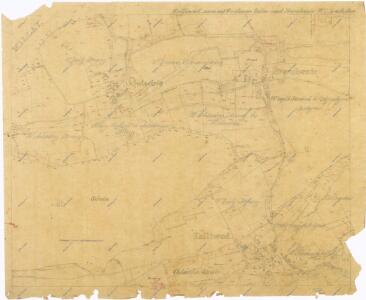 Kopie katastrální mapy obce Kalivody včetně enklávy Bdín  a Přerubenice s osadou Dučice z roku 1841, list IV 1