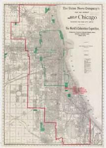 The Union News Company's new and correct map of Chicago : showing the new city limits and location of the World's Columbian Exposition, streets, parks, boulevards, railroads, street car lines, etc