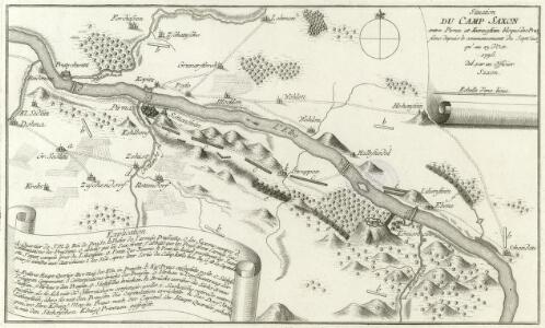 Situation du Camp Saxon entre Pirna et Koenigstein bloque des Prussiens depuis le commencement du Sept. ius qu'au 13. d'Oct. 1756 del par in Officier Saxon
