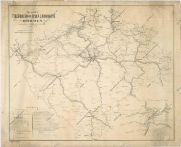 Specielle Telegrafen und Eisenbahnkarte von Böhmen