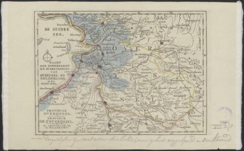 Kaart der doorbraken en overstroming van Overysel en Gelderland op den 4 feb.y 1825.