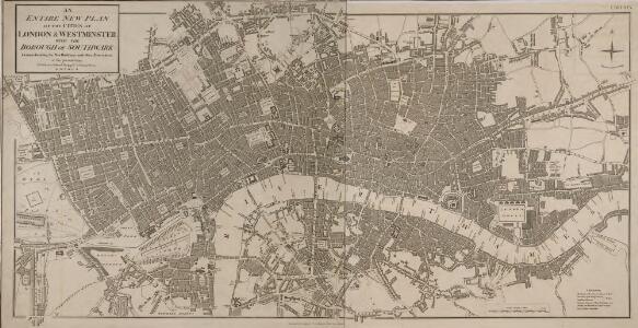 AN ENTIRE NEW PLAN OF THE CITIES OF LONDON AND WESTMINSTER WITH THE BOROUGH OF SOUTHWARK 217