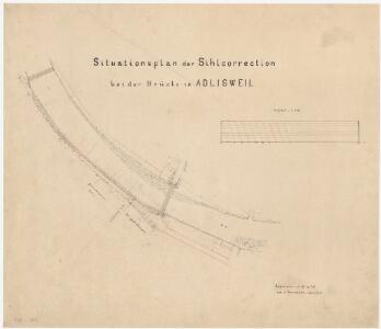 Adliswil: Von oberhalb der gedeckten Brücke bis zum Wehr der Spinnerei in Sood, Sihlkorrektion; Situationsplan