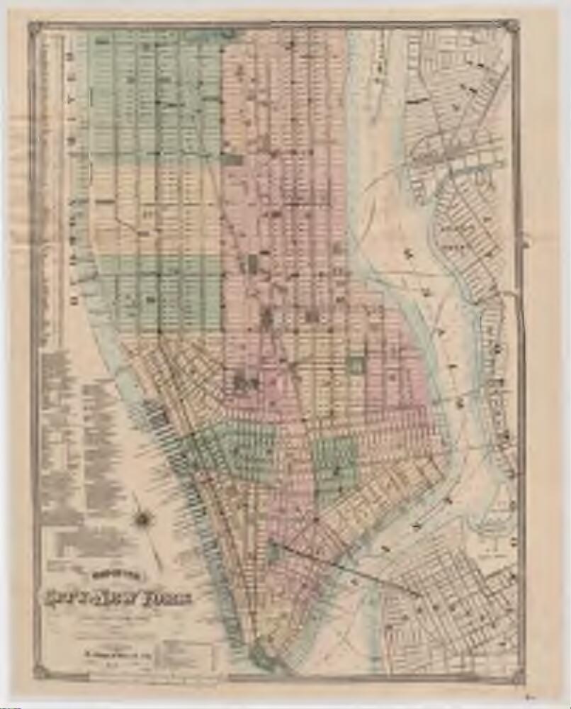 GOODRICH NEW YORK CITY & VICINITY COPY MAP 1842 A.T 