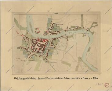 Písek: Ukázka geodetického rýsování Polytechnického ústavu zemského v Praze z r. 1864
