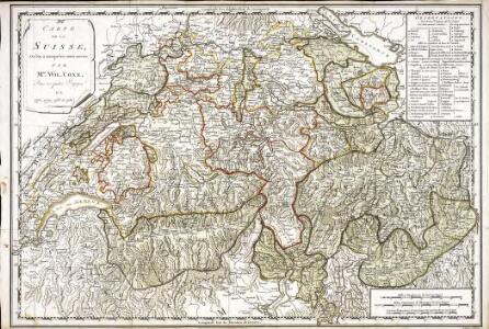 Carte de la Suisse, ou l'on a marqué les routes suivies par M.re Wil. Coxe, dans ses quatre voyages en 1776, 1779, 1785 et 1786