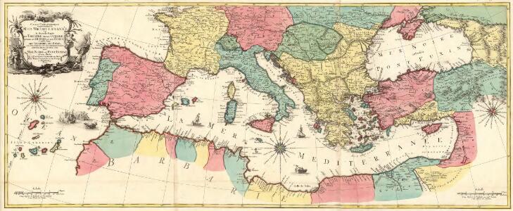 Carte Geographique representant la Mer Mediterranée ou la seconde Partie du Theatre de la Guerre entre les Russes et les Turcs