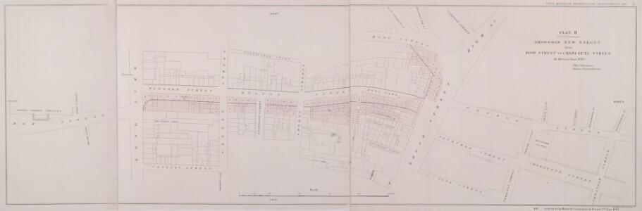 PLAN B. PROPOSED NEW STREET from BOW STREET TO CHARLOTTE STREET. As Revised June 1840