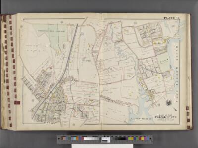 Westchester, V. 1, Double Page Plate No. 34 [Map bounded by North St., Apawamis Ave., Long Island Sound, Milton Harbor, York Ave., Calvert St., Nelson Ave.]