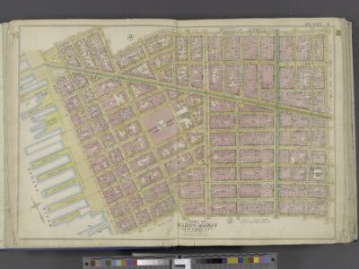 Manhattan, Double Page Plate No. 4 [Map bounded by Spring St., Broome St., Centre St., Pearl St., Thomas St., Jay St., Hudson River]