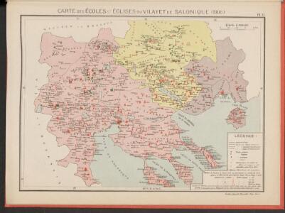Carte des écoles et églises du vilayet de Salonique (1908)