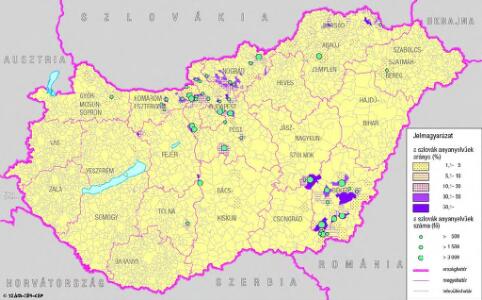 A szlovákok száma és aránya Magyarország mai területén 1910-ben