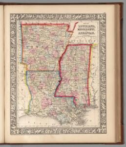 Map of Louisiana, Mississippi. And Arkansas