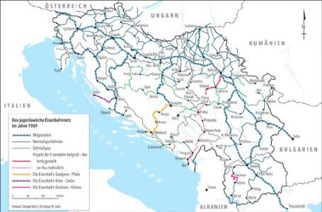 Das jugoslawische Eisenbahnnetz im Jahre 1969