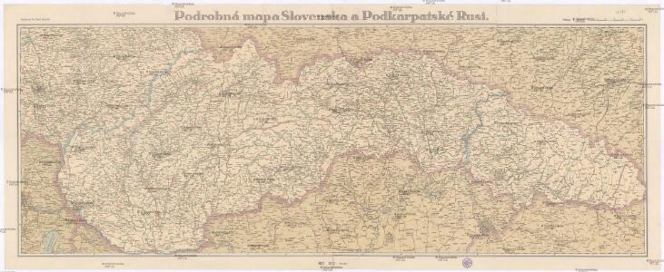 Podrobná mapa Slovenska a Podkarpatské Rusi